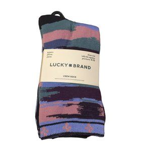 Lucky Brand Ladies Crew Socks Size 4-10 Plum Navy Teal Purple Gray 5 Pairs